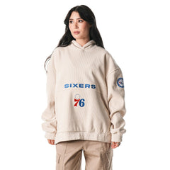 Cream Philadelphia 76ers The Wild Collective Unisex Corduroy Tri-Blend Pullover Hoodie | NBA