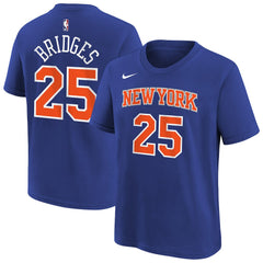 Blue Mikal Bridges New York Knicks Youth Icon Name & Number T-Shirt | NBA
