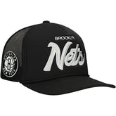 Black Brooklyn Nets Script Trucker Adjustable Hat | NBA