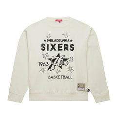 Cream Philadelphia 76ers Women's Hardwood Classics Pullover Sweatshirt | NBA
