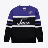 Black/Purple Utah Jazz Hardwood Classics Vintage Logo Head Coach Pullover Sweatshirt | NBA