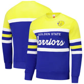 Royal/Gold Golden State Warriors Hardwood Classics Vintage Logo Head Coach Pullover Sweatshirt sale | NBA