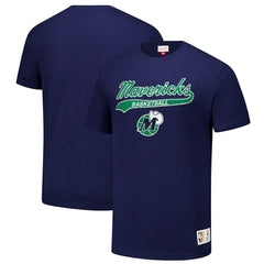 Navy Dallas Mavericks Hardwood Classics Felt Applique Slub T-Shirt sale | NBA