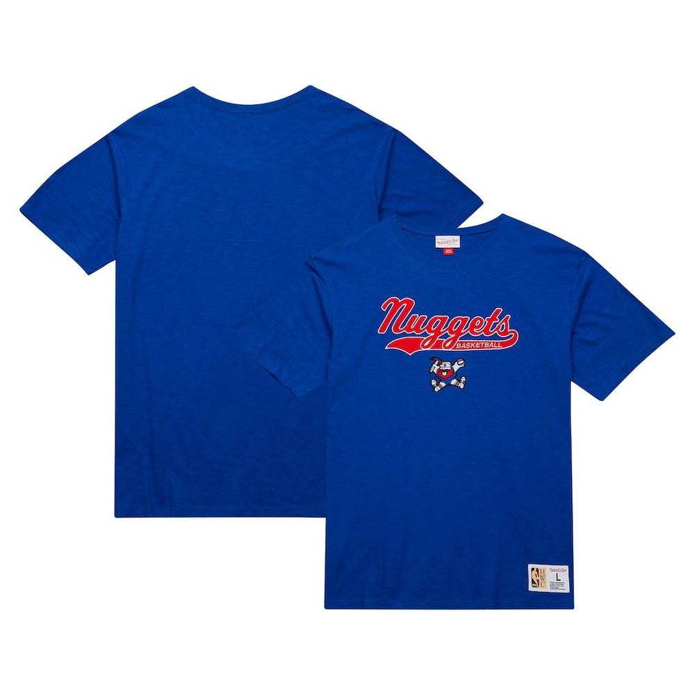 Royal Denver Nuggets Hardwood Classics Felt Applique Slub T-Shirt sale | NBA
