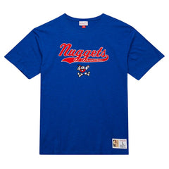Royal Denver Nuggets Hardwood Classics Felt Applique Slub T-Shirt sale | NBA