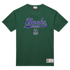 Green Milwaukee Bucks Hardwood Classics Felt Applique Slub T-Shirt | NBA