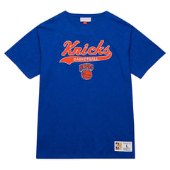 Blue New York Knicks Hardwood Classics Felt Applique Slub T-Shirt | NBA