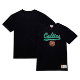 Black Boston Celtics Hardwood Classics Felt Applique Slub T-Shirt | NBA