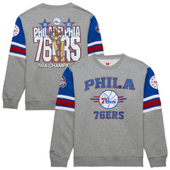 Heather Gray Philadelphia 76ers Hardwood Classics All Over 4.0 Pullover Sweatshirt | NBA