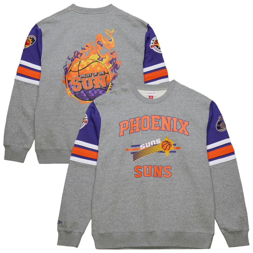 Heather Gray Phoenix Suns Hardwood Classics All Over 4.0 Pullover Sweatshirt | NBA
