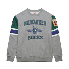 Heather Gray Milwaukee Bucks Hardwood Classics All Over 4.0 Pullover Sweatshirt | NBA