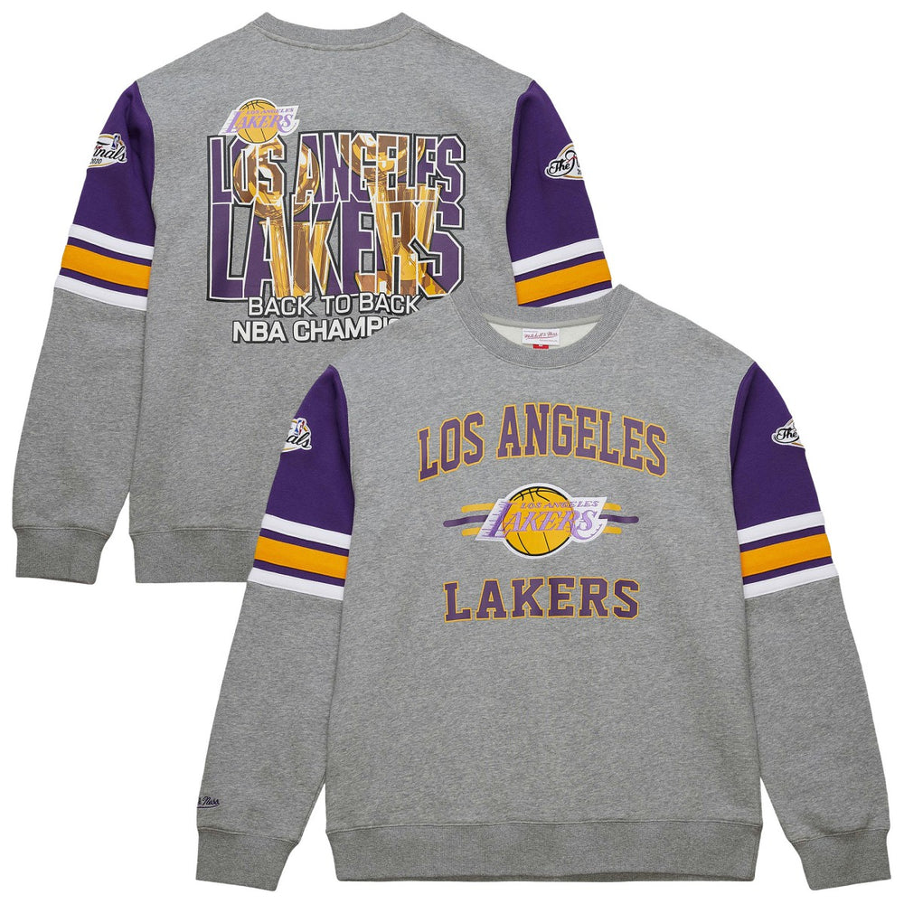 Heather Gray Los Angeles Lakers Hardwood Classics All Over 4.0 Pullover Sweatshirt | NBA