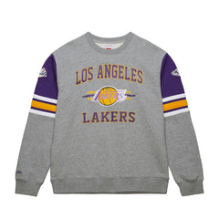 Heather Gray Los Angeles Lakers Hardwood Classics All Over 4.0 Pullover Sweatshirt | NBA