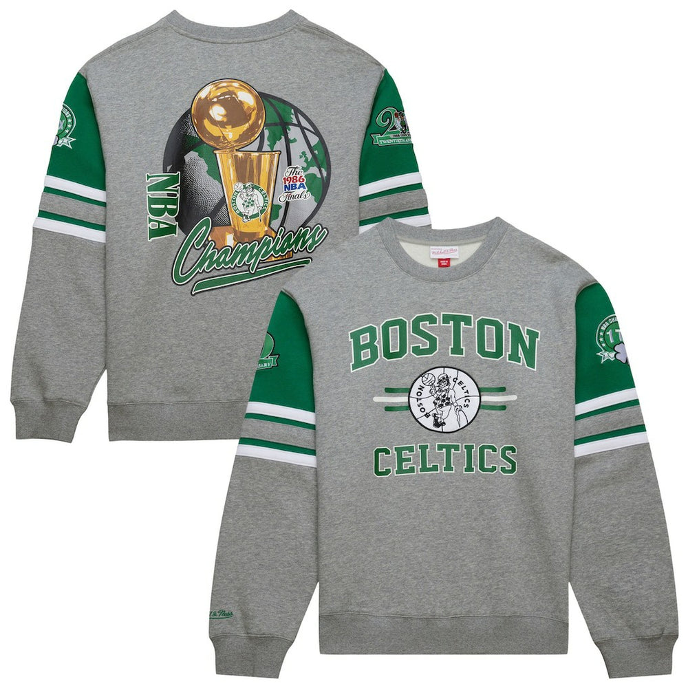 Heather Gray Boston Celtics Hardwood Classics All Over 4.0 Pullover Sweatshirt | NBA