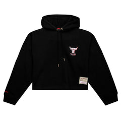 Black Chicago Bulls Women's Hardwood Classics Cropped Pullover Hoodie | NBA