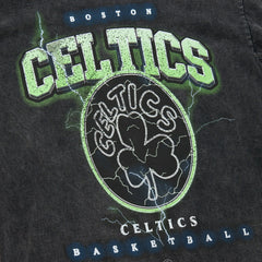 Black Boston Celtics Unisex Hardwood Classics Vintage Voltage Premium Heavyweight T-Shirt | NBA
