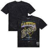 Black Los Angeles Lakers Unisex Hardwood Classics Vintage Voltage Premium Heavyweight T-Shirt | NBA