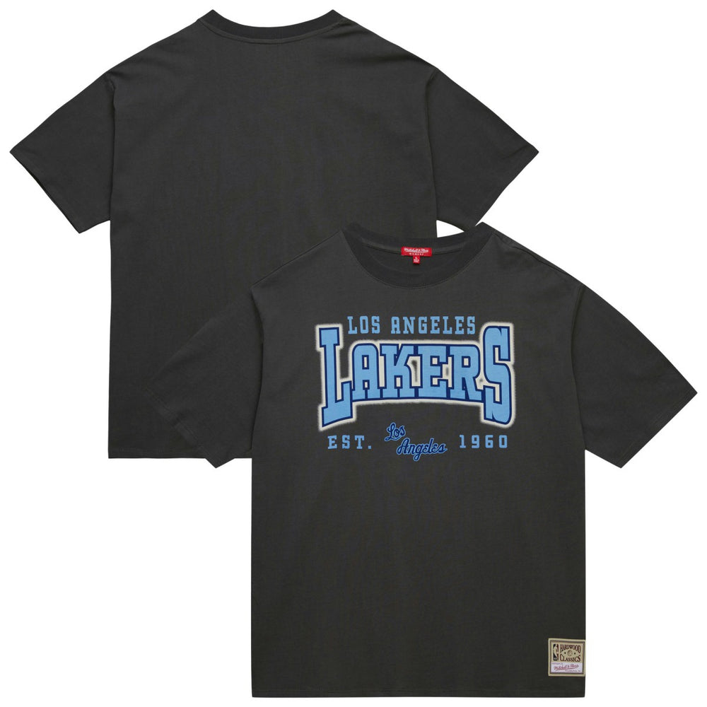 Charcoal Los Angeles Lakers Women's Hardwood Classics Oversized Boyfriend T-Shirt | NBA