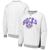 Heather Gray Milwaukee Bucks Vintage Logo Pullover Sweatshirt | NBA