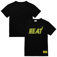 Black Miami Heat Hardwood Classics Neon Nights Premium T-Shirt | NBA