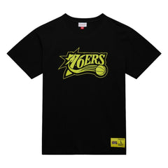 Black Philadelphia 76ers Hardwood Classics Neon Nights Premium T-Shirt | NBA