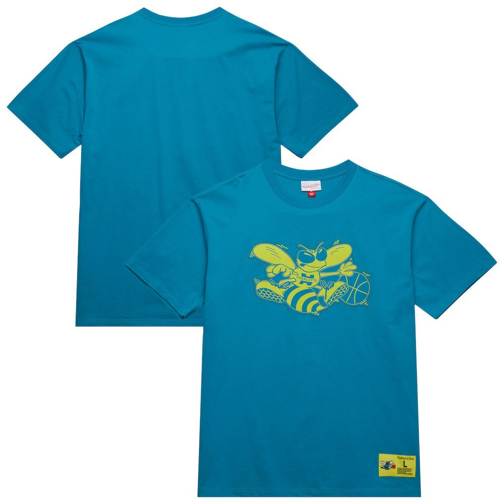 Teal Charlotte Hornets Hardwood Classics Neon Nights Premium T-Shirt | NBA