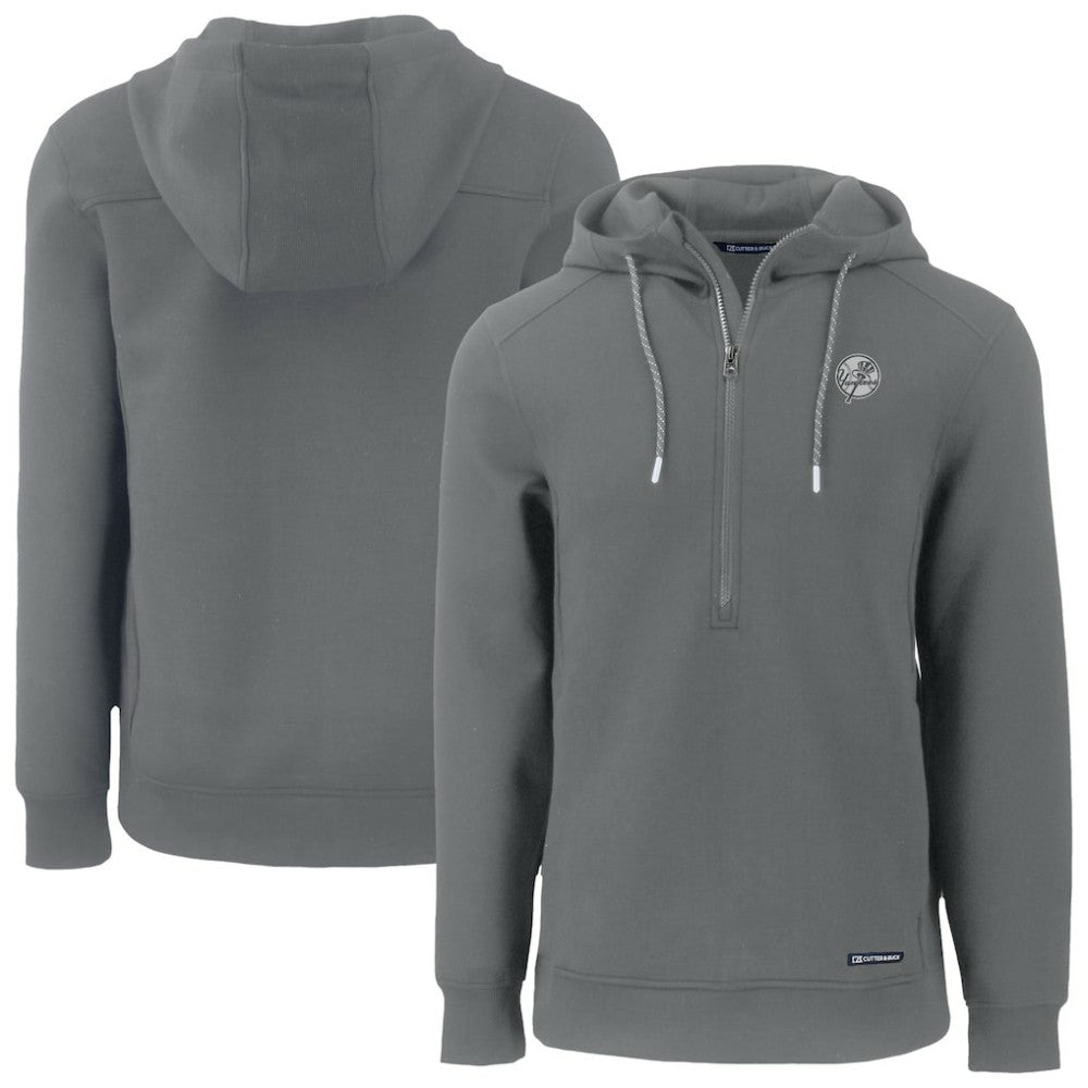 New York Yankees Cutter & Buck Roam Eco Recycled Tri-Blend Half-Zip Hoodie - MLB Hoodies