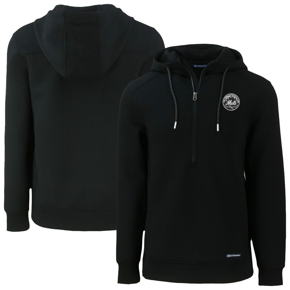 New York Mets Cutter & Buck Roam Eco Recycled Tri-Blend Half-Zip Hoodie - MLB Hoodies