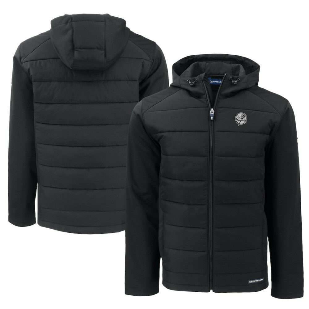 New York Yankees Cutter & Buck Big & Tall Evoke Hybrid Eco Softshell Recycled Full-Zip Hooded PrimaLoft Jacket - MLB Jackets