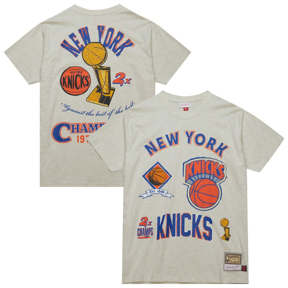 Oatmeal New York Knicks Hardwood Classics Legacy Defined Retro Championship T-Shirt | NBA