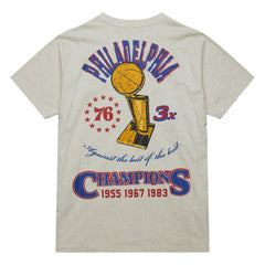Oatmeal Philadelphia 76ers Hardwood Classics Legacy Defined Retro Championship T-Shirt | NBA