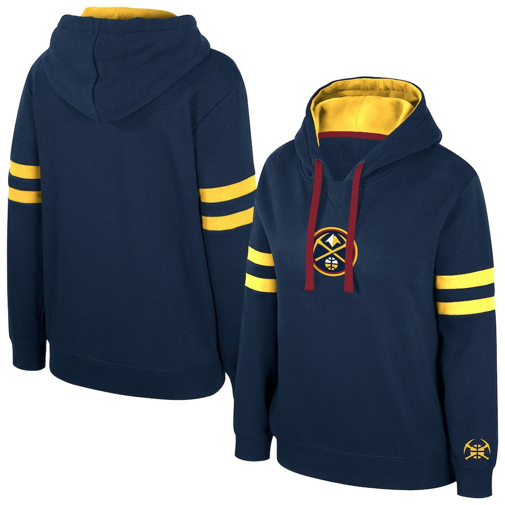 Navy Denver Nuggets Stadium Essentials Women's Road Game Pullover Hoodie sale | NBA