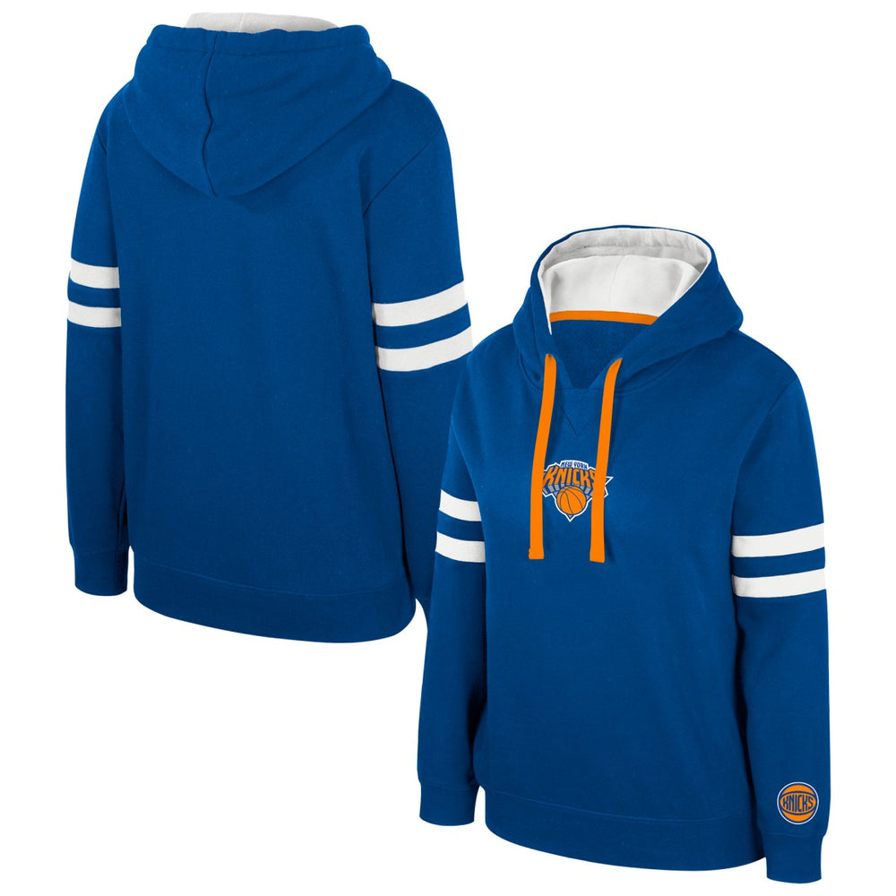 Blue New York Knicks Stadium Essentials Women's Road Game Pullover Hoodie | NBA