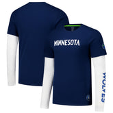 Navy Minnesota Timberwolves Stadium Essentials Unisex Spectator Twofer Long Sleeve T-Shirt | NBA