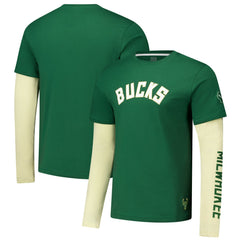 Hunter Green Milwaukee Bucks Stadium Essentials Unisex Spectator Twofer Long Sleeve T-Shirt | NBA