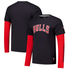 Black Chicago Bulls Stadium Essentials Unisex Spectator Twofer Long Sleeve T-Shirt sale | NBA