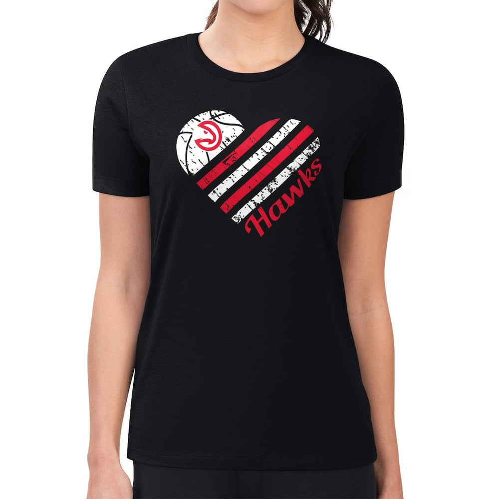 Black Atlanta Hawks G-III 4Her by Carl Banks Women's Super-Slim Fit Lightweight Heart Team T-Shirt | NBA