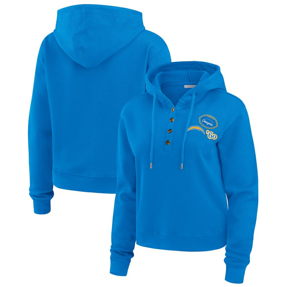 Los Angeles Chargers WEAR by Erin Andrews Women's Plus Size Waffle Hoodie Pullover Top | NFL Hot