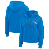 Los Angeles Chargers WEAR by Erin Andrews Women's Plus Size Waffle Hoodie Pullover Top | NFL Hot