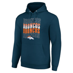 Denver Broncos Starter Four Team Name Logo Fleece Pullover Hoodie | NFL Outlet