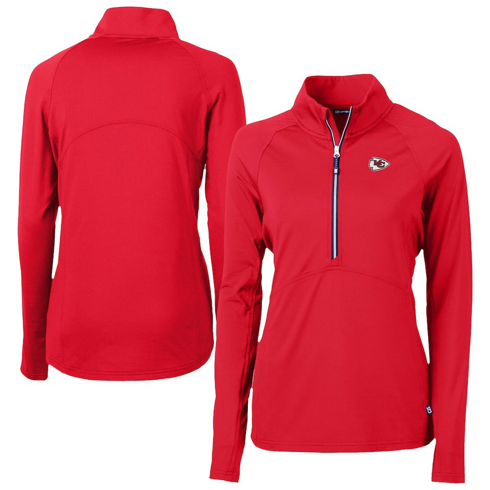 Kansas City Chiefs Cutter & Buck Women's Adapt Eco Knit Stretch Recycled Half-Zip Pullover Top | NFL Sale