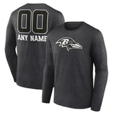 Baltimore Ravens Personalized Name & Number Monochrome Long Sleeve T-Shirt | NFL New