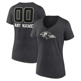 Baltimore Ravens Women's Personalized Name & Number Monochrome V-Neck Long Sleeve T-Shirt | NFL On sale
