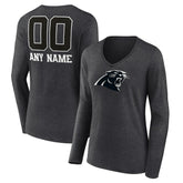Carolina Panthers Women's Personalized Name & Number Monochrome V-neck T-Shirt | NFL Sale