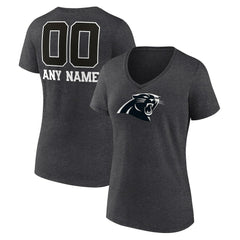 Carolina Panthers Women's Personalized Name & Number Monochrome V-Neck Long Sleeve T-Shirt | NFL New