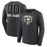 Chicago Bears Personalized Name & Number Monochrome Long Sleeve T-Shirt | NFL Sale