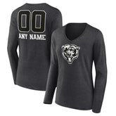 Chicago Bears Women's Personalized Name & Number Monochrome V-neck T-Shirt | NFL New