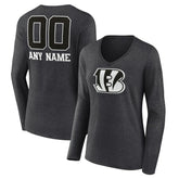 Cincinnati Bengals Women's Personalized Name & Number Monochrome V-neck T-Shirt | NFL On sale