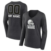 Cleveland Browns Women's Personalized Name & Number Monochrome V-neck T-Shirt | NFL Outlet