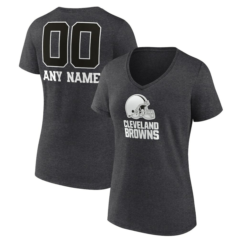Cleveland Browns Women's Personalized Name & Number Monochrome V-Neck Long Sleeve T-Shirt | NFL Near me